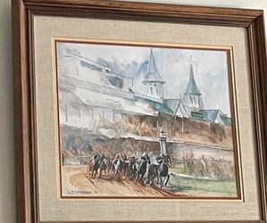 limited edition framed print titled "Horse Race" by artist S.T. Chapman. Kentucky Derby.