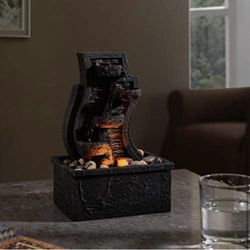 Waterfall Fountain with LED Light and Pump for Bedroom Living Room Office
