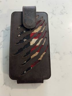 Leather Phone Holster American Flag Design
