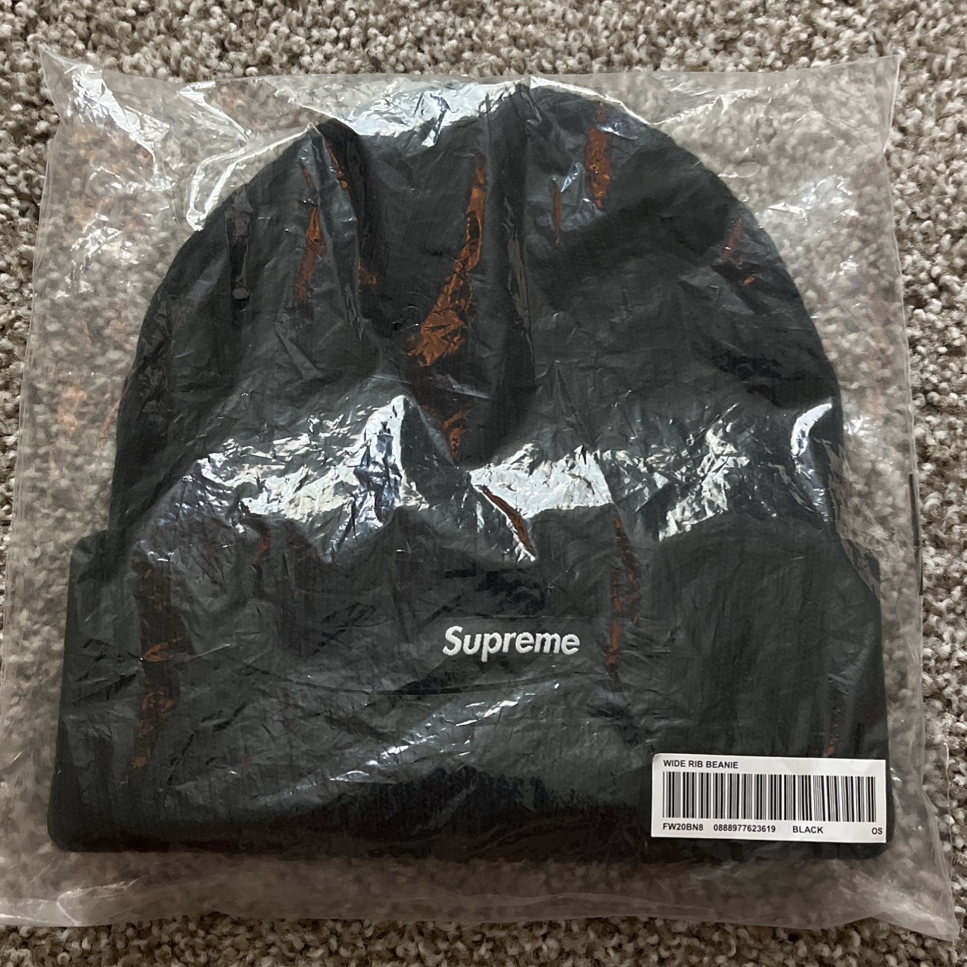 Supreme Black Beanie Wide Rib