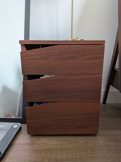 Brown Wooden 3-drawer Nightstand/Cabinet with Angled Cutout Drawer Openings