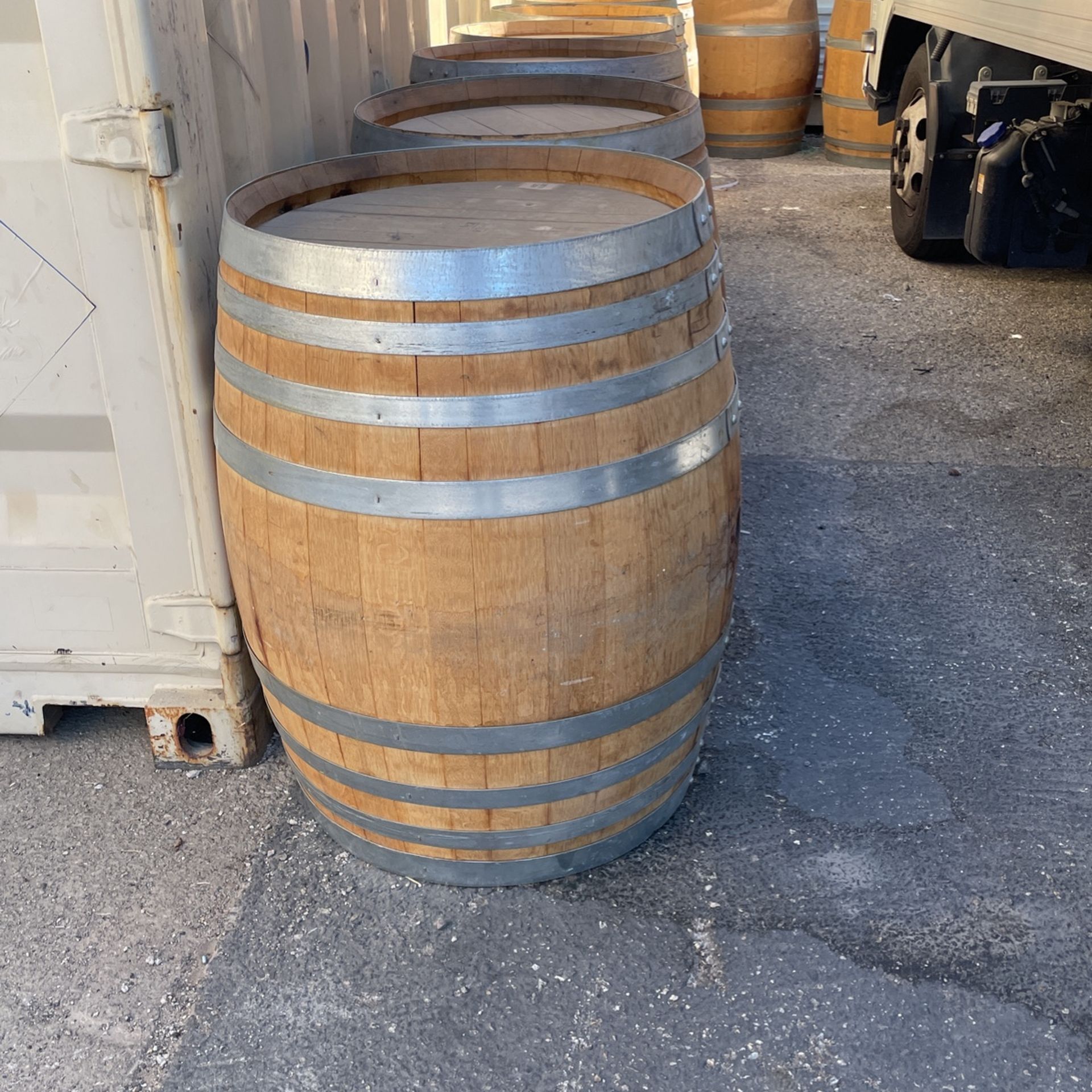 Empty Oak Wine Barrels 