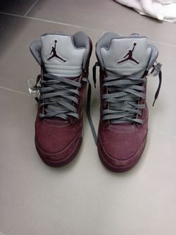 Air Jordan 5 Burgundy Suede Sneakers