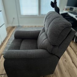 Dark Grey Fabric Dual Power Recliner 
