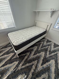 Twin bed - frame and mattress (white)