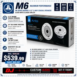 JL Audio M6 Series 6 1/2" Marine 2-Way Coaxial Speaker System 150 Watts M6-650X-C-GWGW 🚨 Payment Options Available 🚨 No Credit Needed 🚨