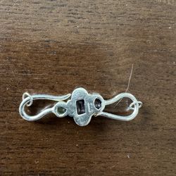 925 Silver Clasp With Amethyst, Ruby And Peridot 