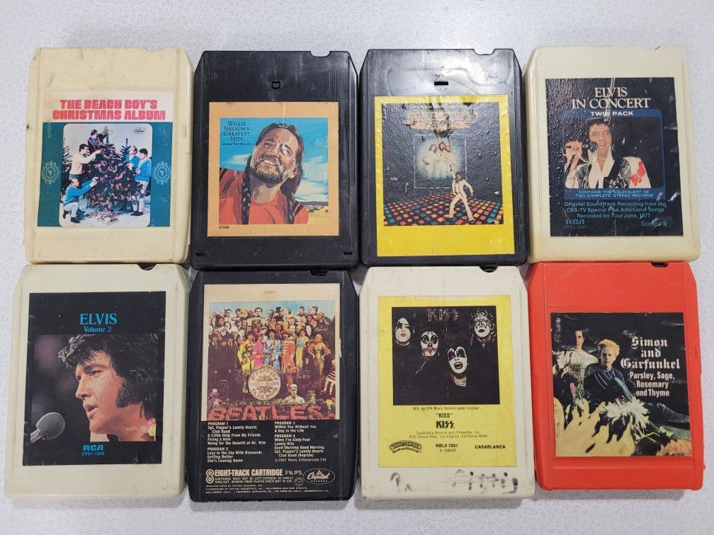 Vintage 8 track Lot Kiss Beatles Elvis Simon & more