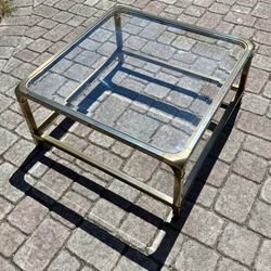 ⭕️ Vintage MasterCraft Brass & Glass Waterfall Coffee Table – MCM