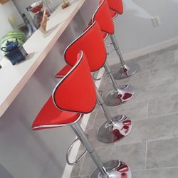 Bar Stools Set of 4 Red New
