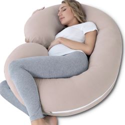 INSEN Pregnancy Pillow Cooling, Maternity Pillow with Soft Cotton Cover, C Shaped for Side Sleeping
