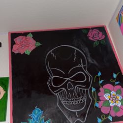 Handmade Canvas And Skeleton Painting  