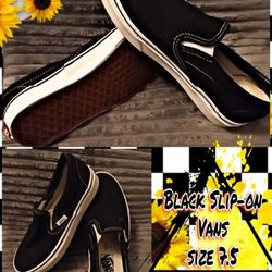 Black Slip-on Vans size 7.5 women's - Excellent Condition