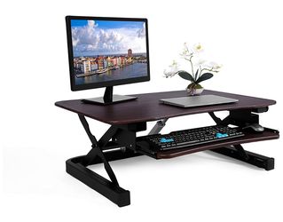 ApexDesk ZT Series Height Adjustable Sit to Stand Electric Desk Converter, 2-Tier Design with Large 36x24" Upper Work Surface