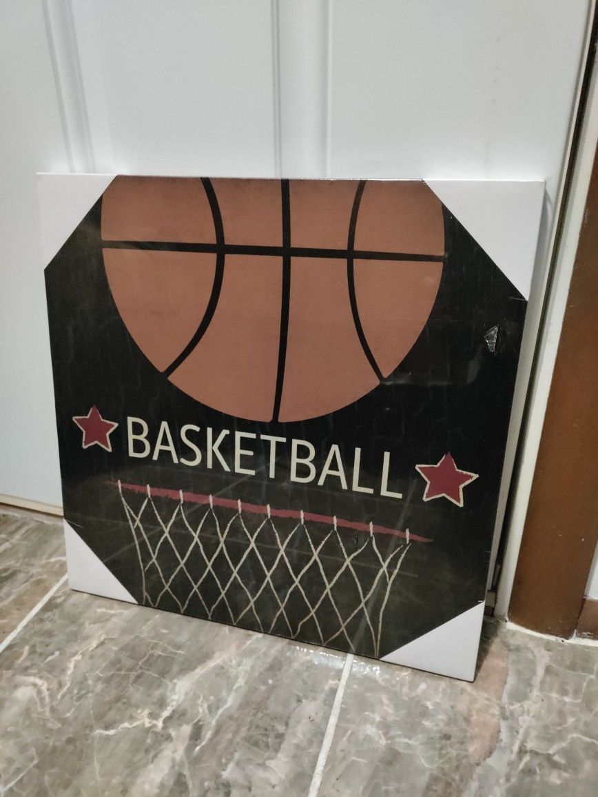 Basketball Canvas Wall Picture! Brand New! 16" X 16"