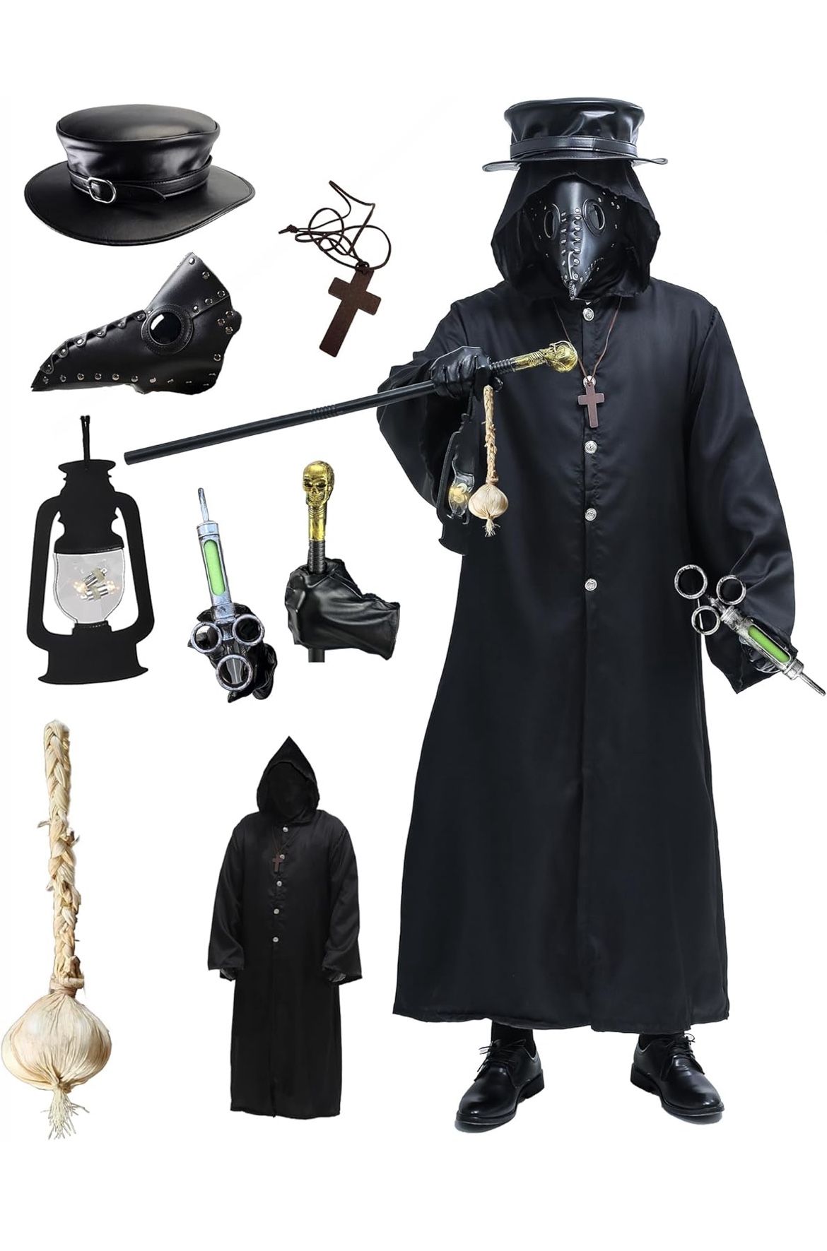 Absolute Vibe Plague Doctor Bird Mask/Hat Combo Set Cosplay Costume, LG *NEW*