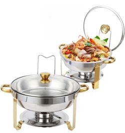 Set of 2  Round "Chafing Dishes for Buffet, 5QT Buffet Servers and Warmers