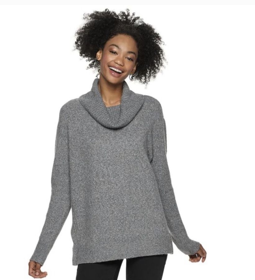 Junior So Mossy Cowlneck Pullover Fuzzy Soft Sweater Tunic XS