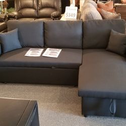 Brand New Black Linen Sofa Bed