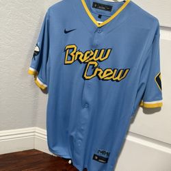 Milwaukee Brewers “City Connect” jersey – Adult Medium.