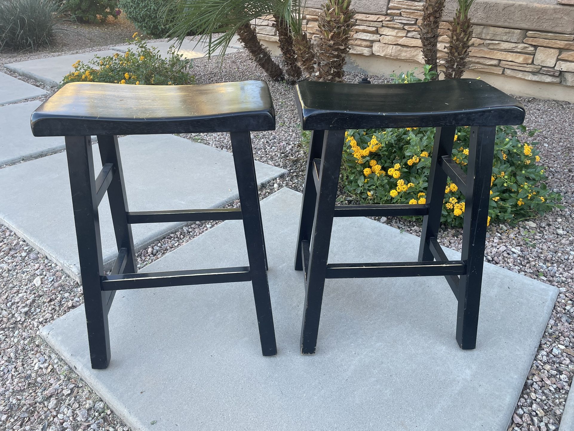 2 Black Wooden Stools