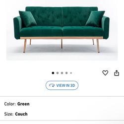 Green Velvet Futon Couch