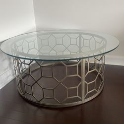 Round Glass & Metal Coffee Table