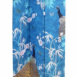 Arthouse 3-Panel Blue Fabric Folding Traditional Style Room Divider