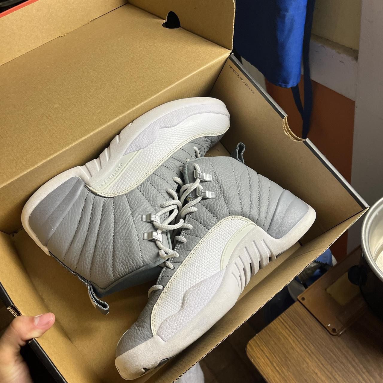 Grey and white Jordan 12