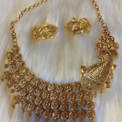 22K Gold Plated Necklace Set For Women