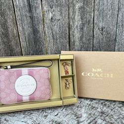 Coach Wristlet With Charm And Box