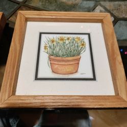 Small Framed Sunflower Picture And Small Framed Daisey Picture 