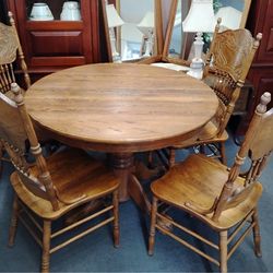 Ronnoco Solid Oak American Farmhouse Table & Chairs