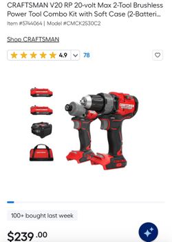Power Tool Combo Crafstman With Battery , Charger And Bag
