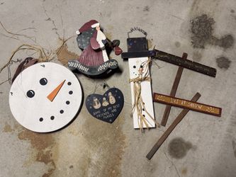 Christmas snowman wood home decor decoration bundle