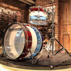 Ludwig Vistalite 50th Anniversary 3 piece drum kit set RED / WHITE / BLUE - limited edition 1 of 25