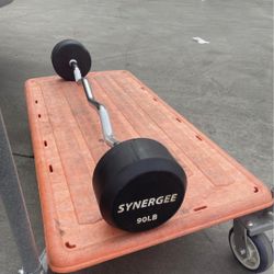 90lb Curl Bar Fixed Barbell Weight 