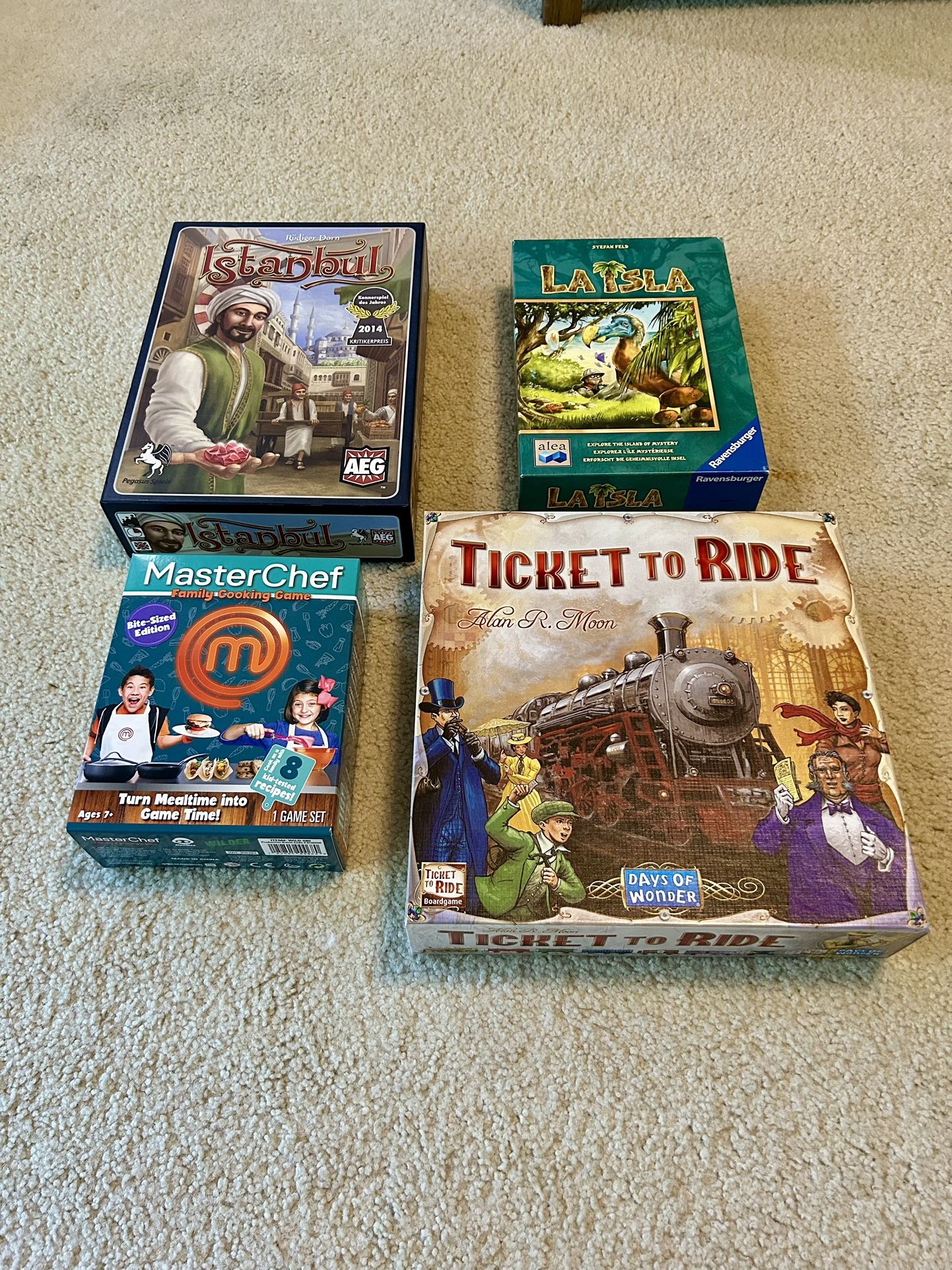 Board Games - Ticket To Ride, Master chef, La Isla, Istanbul