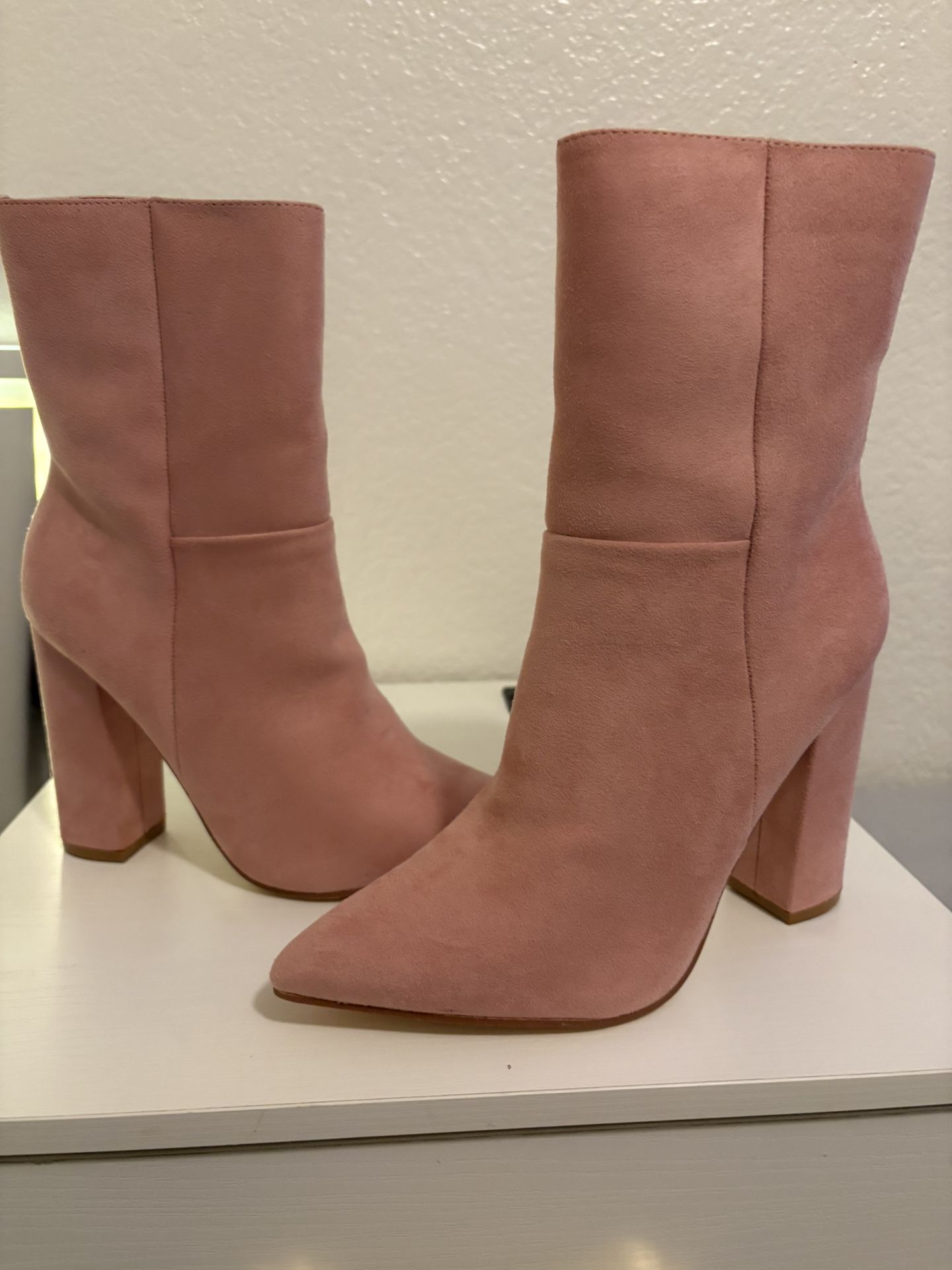 Pink Suede Boots