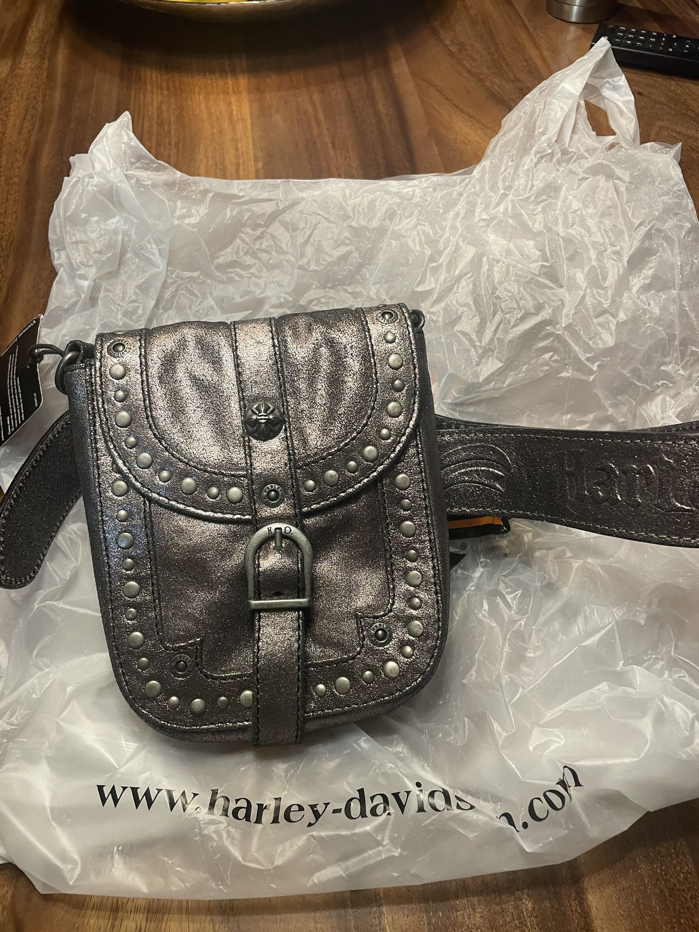 Harley Davidson Leather Waist Bag W/Belt Sz.M
