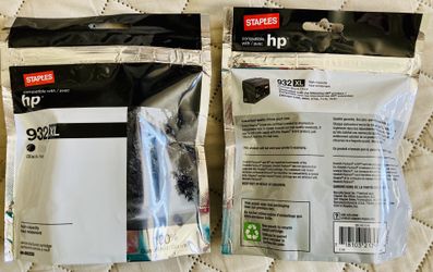 NEW — TWO (2) INK Staples brand 932-XL HP Staples Reconditioned Ink Cartridges