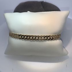 14k yellow gold Flat wheat gents bracelet 