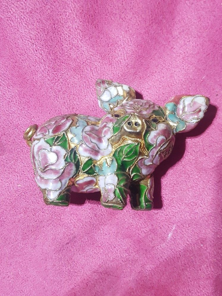 Super Cute Cloisonne Pig Figurine