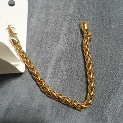 Stainless Steel PVD Gold Round Spiga Bracelet