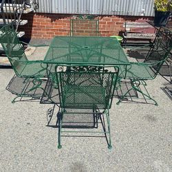 6 Piece Vintage Wrought Iron Patio Set With Loveseat Glider