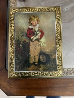 Vintage Decorative Trinket Box – Boy & Dog Portrait
