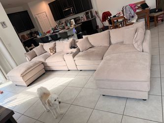 U-Shaped chenille sectional couch