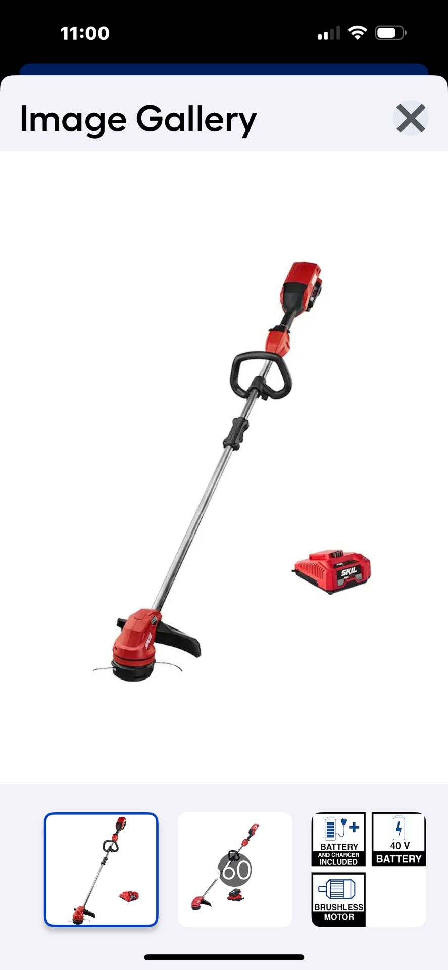 Skil 40 volt 14 in Straight Shaft Battery String Trimmer And Charger