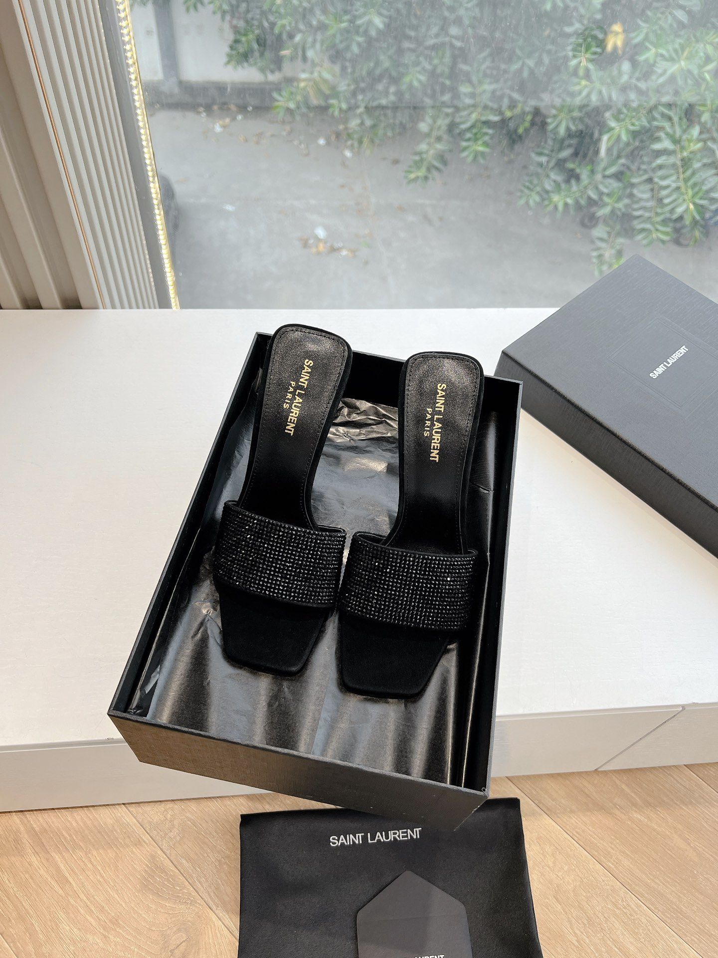 YSL black high heels