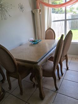 Table and four chairs